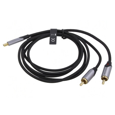 Cablu RCA x2 USB C Aurit 1.5m Negru | Electronic-mag.ro | Componente Electronice
