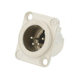 Soclu XLR tată 4 PIN argint 10A 19x24mm | Electronic-mag.ro | Componente Electronice