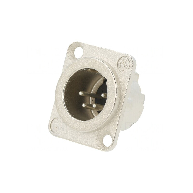 Soclu XLR tată 4 PIN argint 10A 19x24mm | Electronic-mag.ro | Componente Electronice