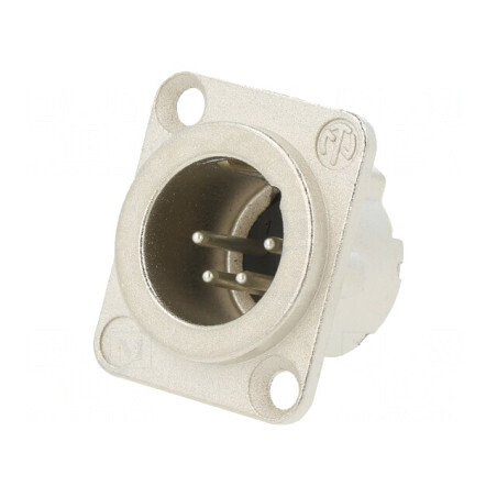 Soclu XLR tată 4 PIN argint 10A 19x24mm | Electronic-mag.ro | Componente Electronice