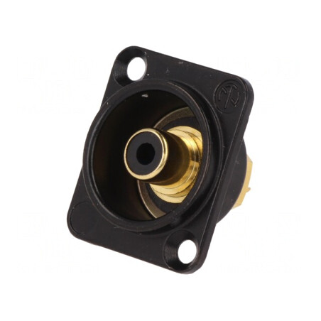 Soclu RCA Mamă Lipire Aurit Negru | Electronic-mag.ro | Componente Electronice