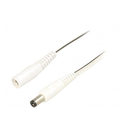 Cablu Prelungitor DC Alb 5m 2x0,5mm2 Mufă și Soclu