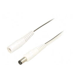 Cablu Prelungitor DC Alb 5m 2x0,5mm2 Mufă și Soclu | Electronic-mag.ro | Componente Electronice