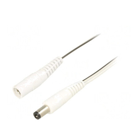 Cablu Prelungitor DC Alb 5m 2x0,5mm2 Mufă și Soclu | Electronic-mag.ro | Componente Electronice