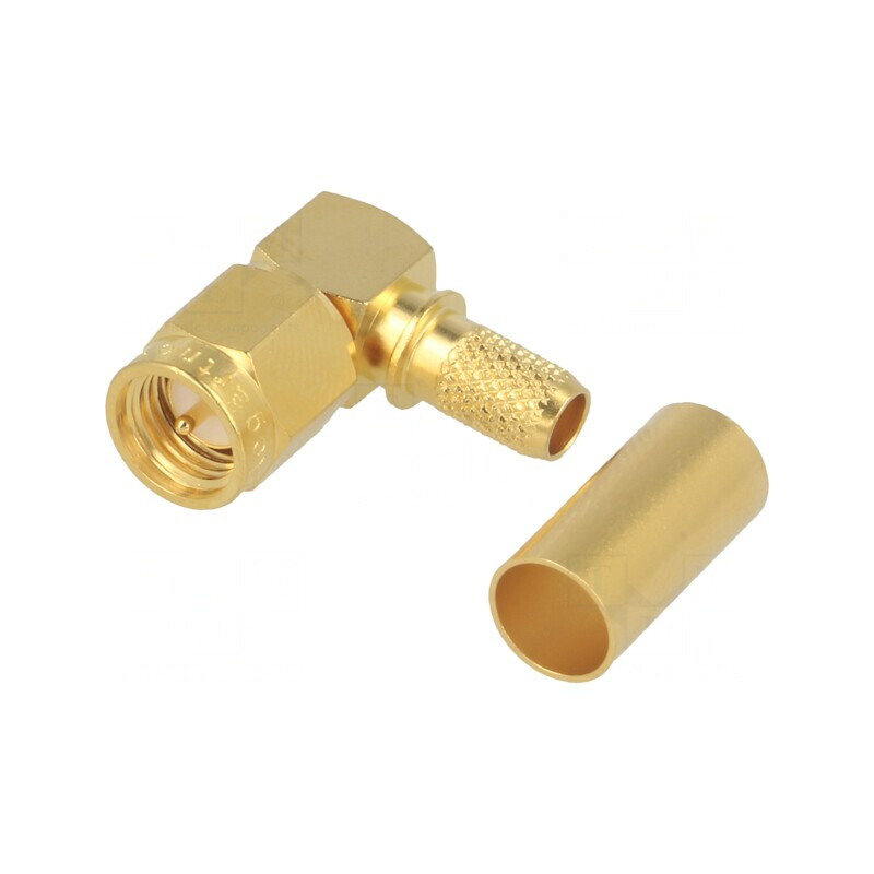 Conector SMA tată unghi 90° 50Ω pentru cablu RG142/RG223/RG400 | Electronic-mag.ro | Componente Electronice