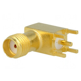 Soclu SMA mamă unghi 90° 50Ω THT PCB aurit | Electronic-mag.ro | Componente Electronice