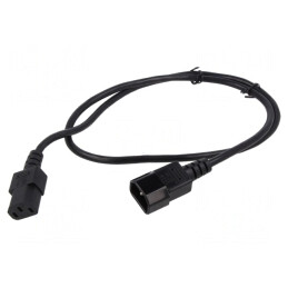 Cablu de Alimentare 1m IEC C13 Mamă la IEC C14 Tată Negru | Electronic-mag.ro | Componente Electronice