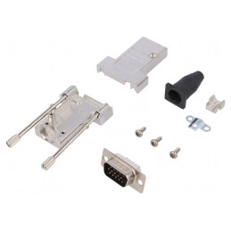 Mufă D-Sub 15 PIN Lipire Neagră | Electronic-mag.ro | Componente Electronice