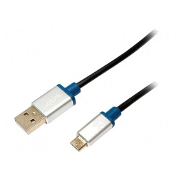 Cablu USB 2.0 A la Micro B 1m Negru | Electronic-mag.ro | Componente Electronice