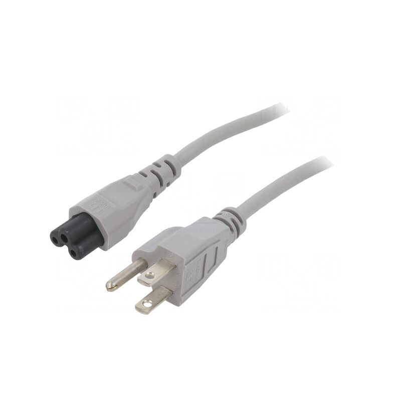 Cablu Alimentare IEC C5 la NEMA 5-15 5m Gri 7A | Electronic-mag.ro | Componente Electronice