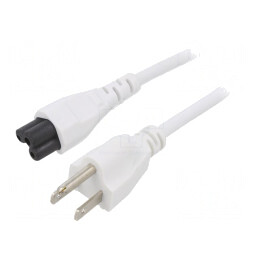 Cablu Alimentare 3x18AWG IEC C5 Mamă NEMA 5-15 Mufă PVC 5m Alb 7A | Electronic-mag.ro | Componente Electronice
