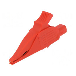 Bornă crocodil roșie 32A 1kVDC max.30mm | Electronic-mag.ro | Componente Electronice