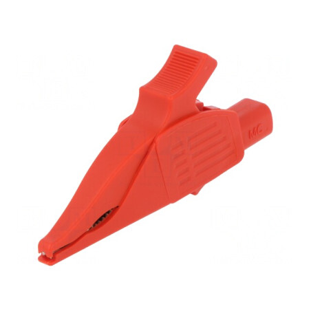 Bornă crocodil roșie 32A 1kVDC max.30mm | Electronic-mag.ro | Componente Electronice