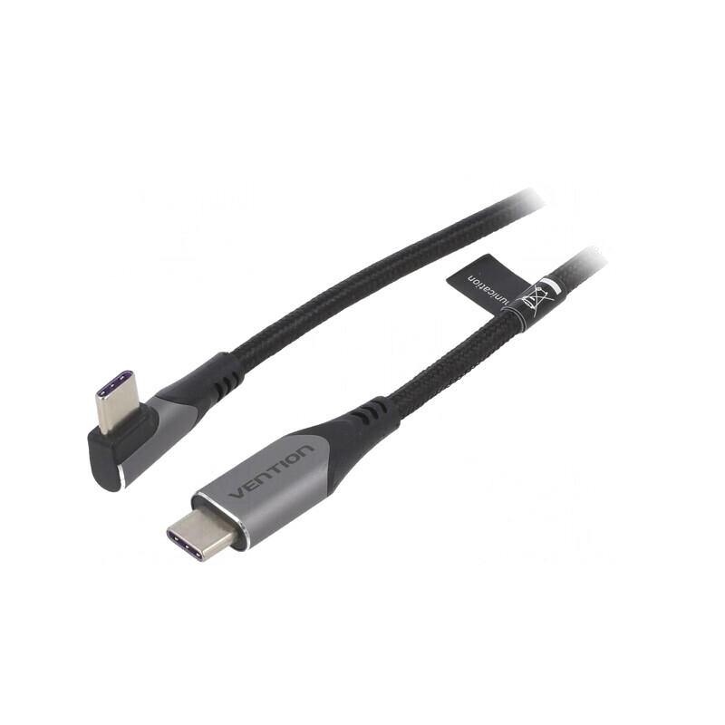 Cablu USB-C 2.0 unghi 0,5m negru 100W | Electronic-mag.ro | Componente Electronice