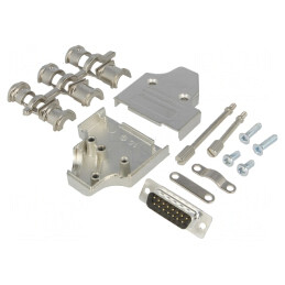 Mufă D-Sub 15-Pin Tată Unghiular pentru Lipire pe Cablu - Neagră | Electronic-mag.ro | Componente Electronice