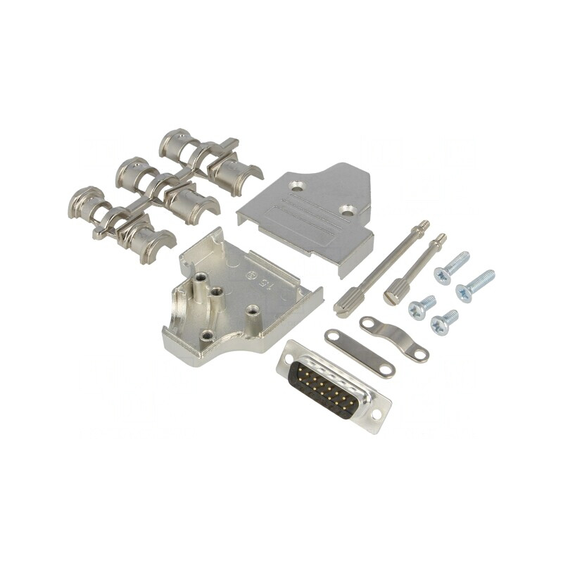 Mufă D-Sub 15-Pin Tată Unghiular pentru Lipire pe Cablu - Neagră | Electronic-mag.ro | Componente Electronice