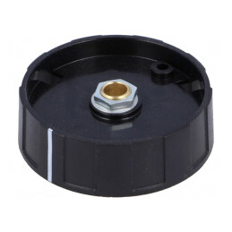 Buton rotativ; cu indicator; ABS; Øax: 6mm; Ø50x15,5mm; neagră