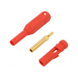Soclu Banană 2mm Aurit 38.2mm Roșu | Electronic-mag.ro | Componente Electronice