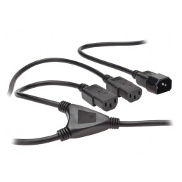 Cablu de Alimentare IEC C13 x2 la IEC C14 1.7m Negru 10A 250V | Electronic-mag.ro | Componente Electronice