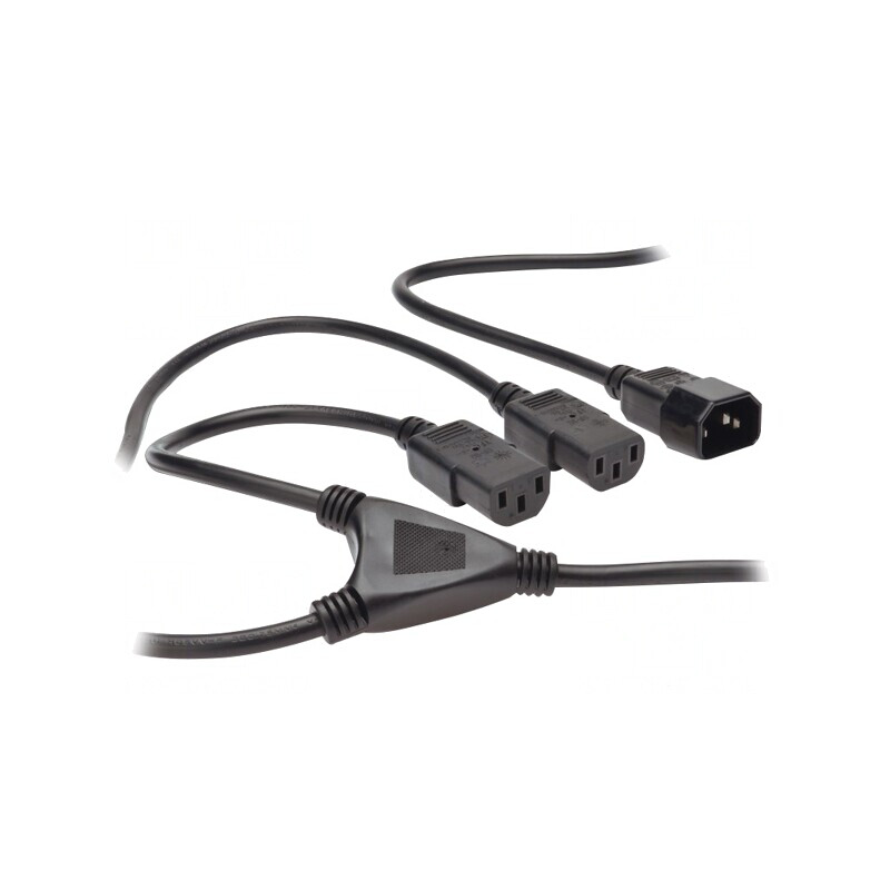 Cablu de Alimentare IEC C13 x2 la IEC C14 1.7m Negru 10A 250V | Electronic-mag.ro | Componente Electronice