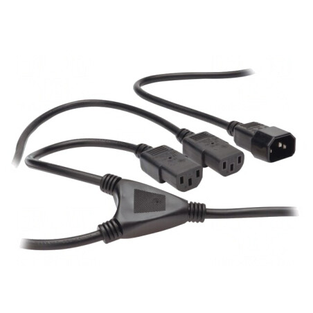 Cablu de Alimentare IEC C13 x2 la IEC C14 1.7m Negru 10A 250V | Electronic-mag.ro | Componente Electronice