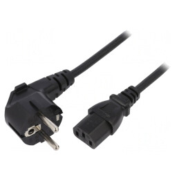 Cablu Alimentare 3x1mm2 cu Ștecăr Unghiular și Conector IEC C13 PVC | Electronic-mag.ro | Componente Electronice