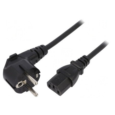Cablu Alimentare 3x1mm2 cu Ștecăr Unghiular și Conector IEC C13 PVC | Electronic-mag.ro | Componente Electronice
