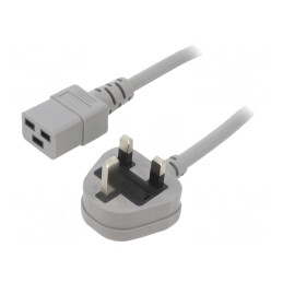 Cablu Alimentare Gri 1,8m 3x1,5mm2 BS 1363 la IEC C19