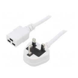 Cablu Alimentare 3x1,5mm2 BS 1363 la IEC C19 1,8m Alb | Electronic-mag.ro | Componente Electronice