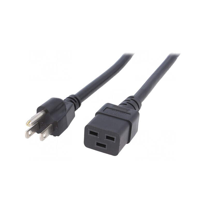 Cablu Alimentare 3x14AWG IEC C19 la NEMA 5-15 1.8m Negru | Electronic-mag.ro | Componente Electronice