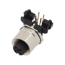 Soclu M12 4-PIN Mamă THT IP67 250V | Electronic-mag.ro | Componente Electronice