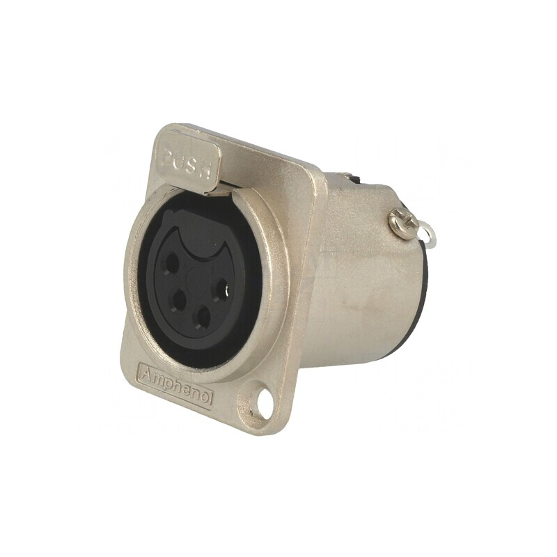 Soclu XLR Mamă 4 PIN cu Buton pentru Lipire | Electronic-mag.ro | Componente Electronice
