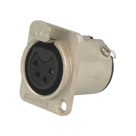 Soclu XLR Mamă 4 PIN cu Buton pentru Lipire | Electronic-mag.ro | Componente Electronice
