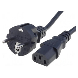Cablu Alimentare 3x1mm2 IEC C13 2,5m Negru | Electronic-mag.ro | Componente Electronice