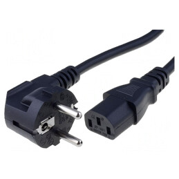 Cablu Alimentare 3x1mm2 cu Ștecăr în Unghi și Conector IEC C13 | Electronic-mag.ro | Componente Electronice