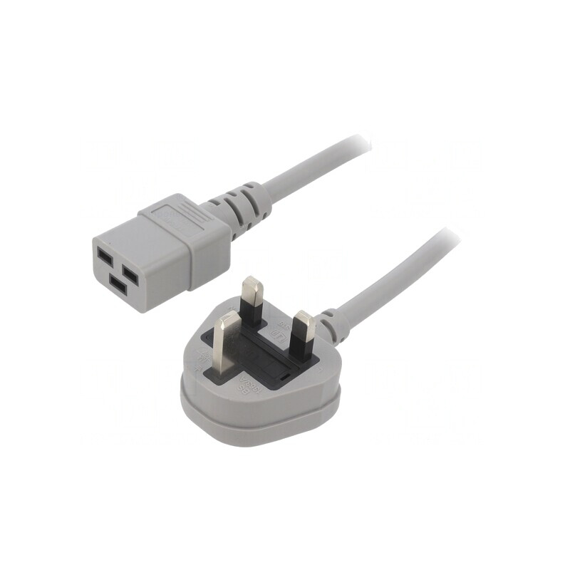 Cablu Alimentare 3x1,5mm2 2m Gri 13A | Electronic-mag.ro | Componente Electronice