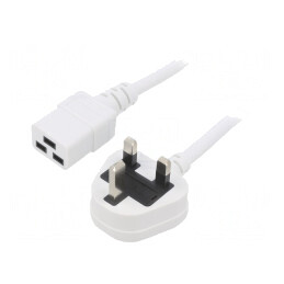 Cablu de Alimentare 2m Alb 13A 3x1,5mm2 BS 1363 la IEC C19 | Electronic-mag.ro | Componente Electronice