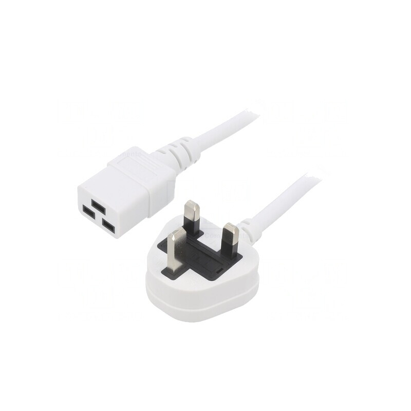 Cablu de Alimentare 2m Alb 13A 3x1,5mm2 BS 1363 la IEC C19 | Electronic-mag.ro | Componente Electronice Cablu de Alimentare 2m Alb 13A 3x1,5mm2 BS 1363 la IEC C19 | Electronic-mag.ro | Componente Electronice