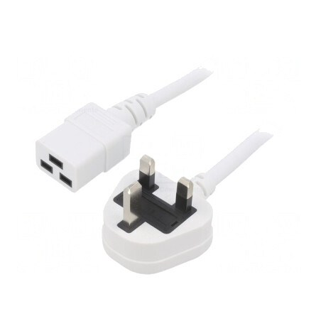 Cablu de Alimentare 2m Alb 13A 3x1,5mm2 BS 1363 la IEC C19 | Electronic-mag.ro | Componente Electronice