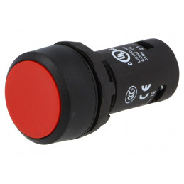 Comutator 22mm cu Acționare prin Apăsare și Contact NC Roșu | Electronic-mag.ro | Componente Electronice