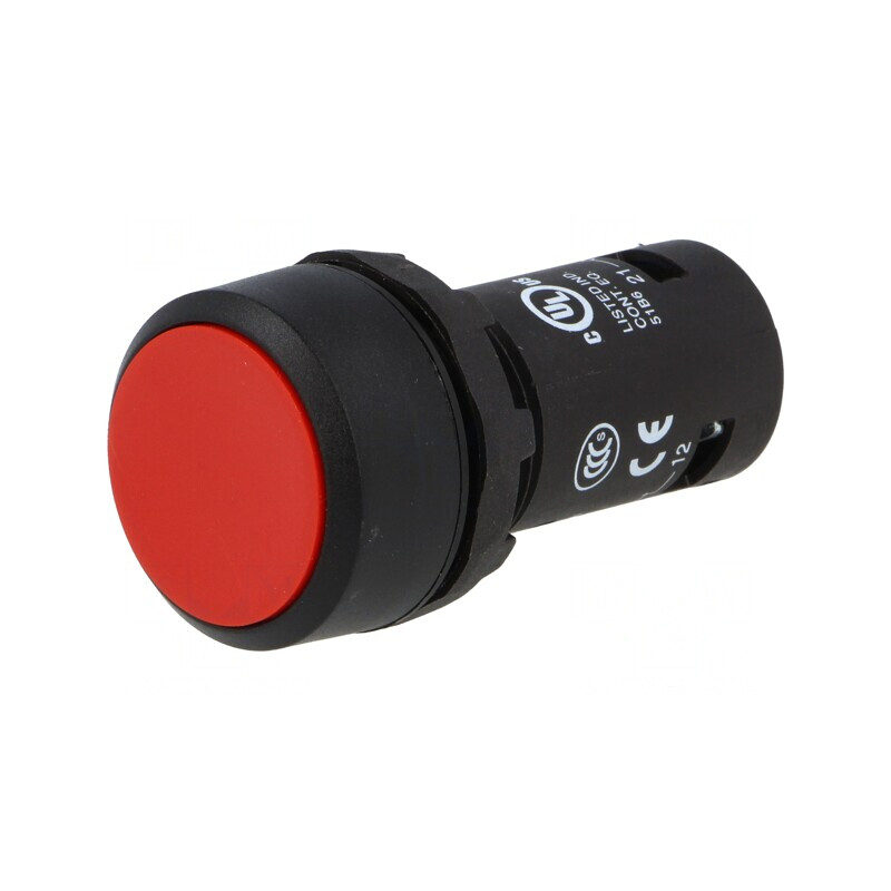 Comutator 22mm cu Acționare prin Apăsare și Contact NC Roșu | Electronic-mag.ro | Componente Electronice
