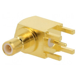 Soclu SMB 90° THT PTFE aurit 50Ω | Electronic-mag.ro | Componente Electronice