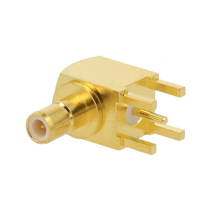 Soclu SMB 90° THT PTFE aurit 50Ω | Electronic-mag.ro | Componente Electronice