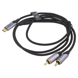 Cablu RCA x2 la USB C 1m Negru 29AWG