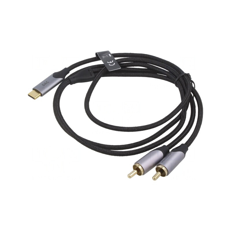 Cablu RCA x2 la USB C 1m Negru 29AWG | Electronic-mag.ro | Componente Electronice