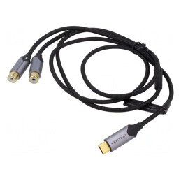 Cablu RCA x2 la USB C Aurit 1m Negru