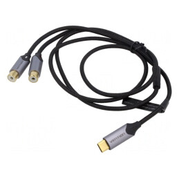 Cablu RCA x2 la USB C Aurit 1m Negru | Electronic-mag.ro | Componente Electronice