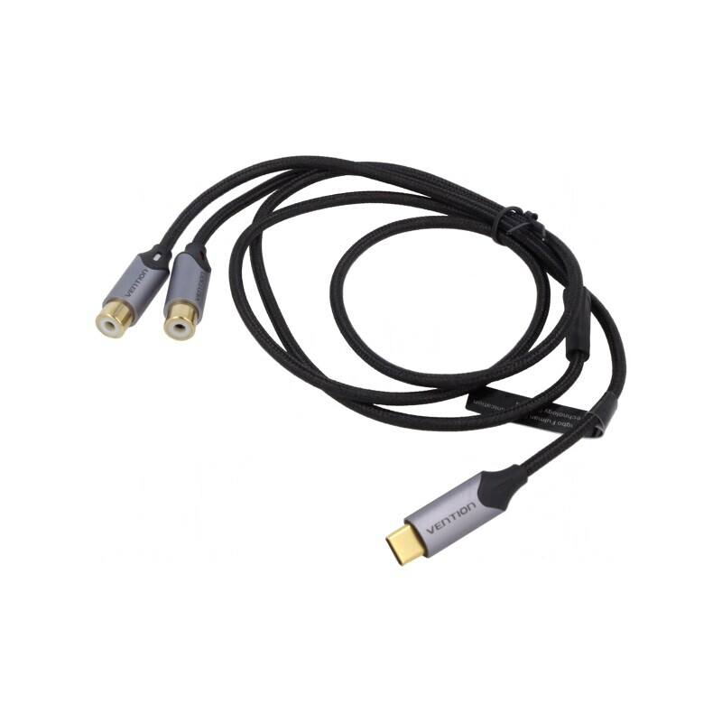 Cablu RCA x2 la USB C Aurit 1m Negru | Electronic-mag.ro | Componente Electronice