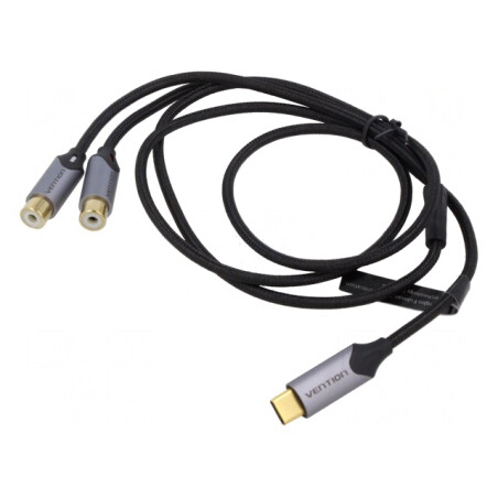 Cablu RCA x2 la USB C Aurit 1m Negru | Electronic-mag.ro | Componente Electronice