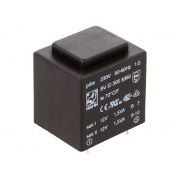 Transformator Încapsulat 3VA 230V la 12V Dual 125mA PCB | Electronic-mag.ro | Componente Electronice